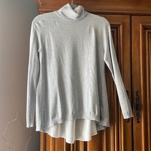 White House Black Market Women’s Gray Turtleneck w/ White Sheer Back Size M
